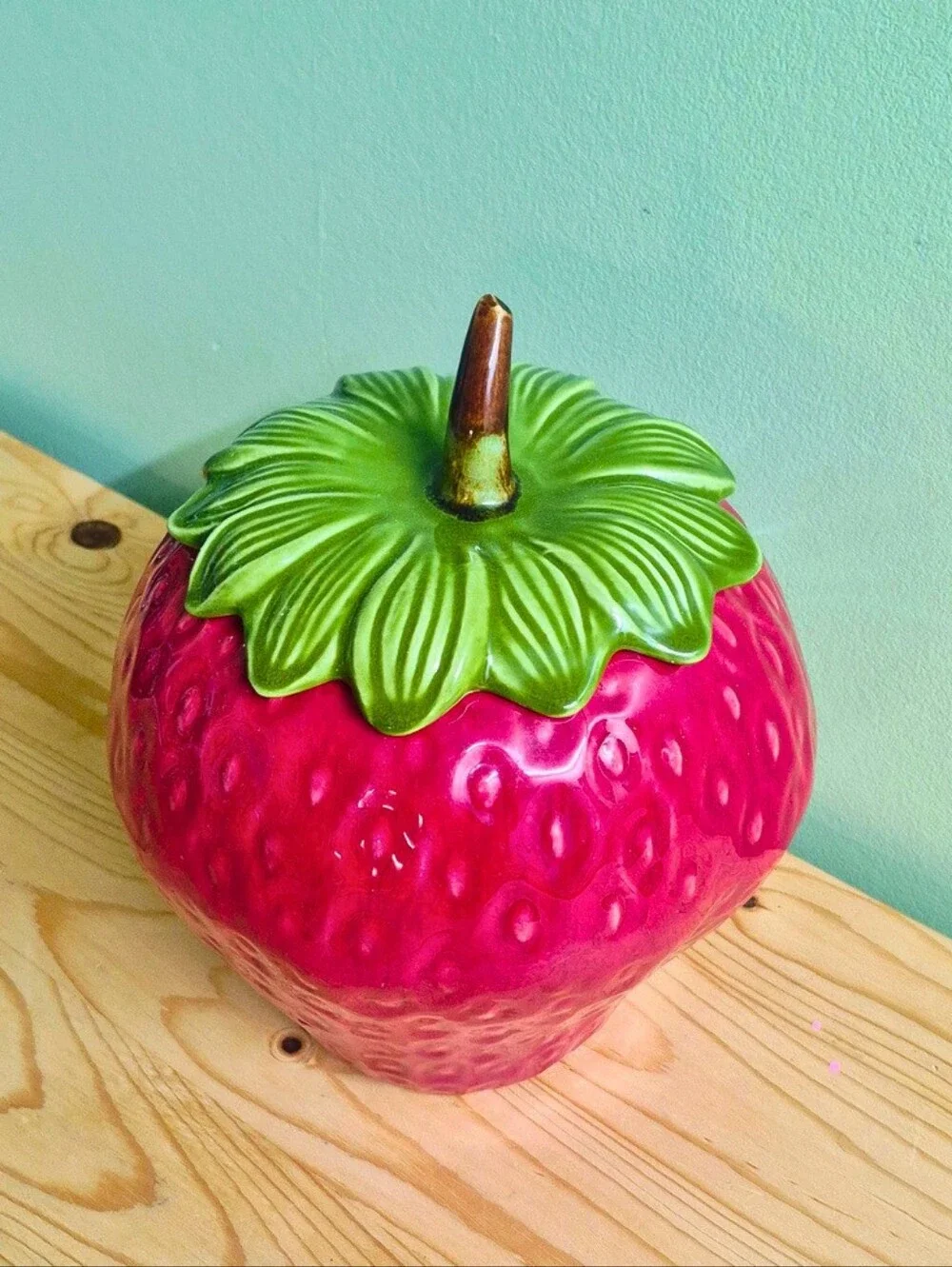 Vintage California Originals Ceramic Strawberry Cookie Jar / Canister (#8215)